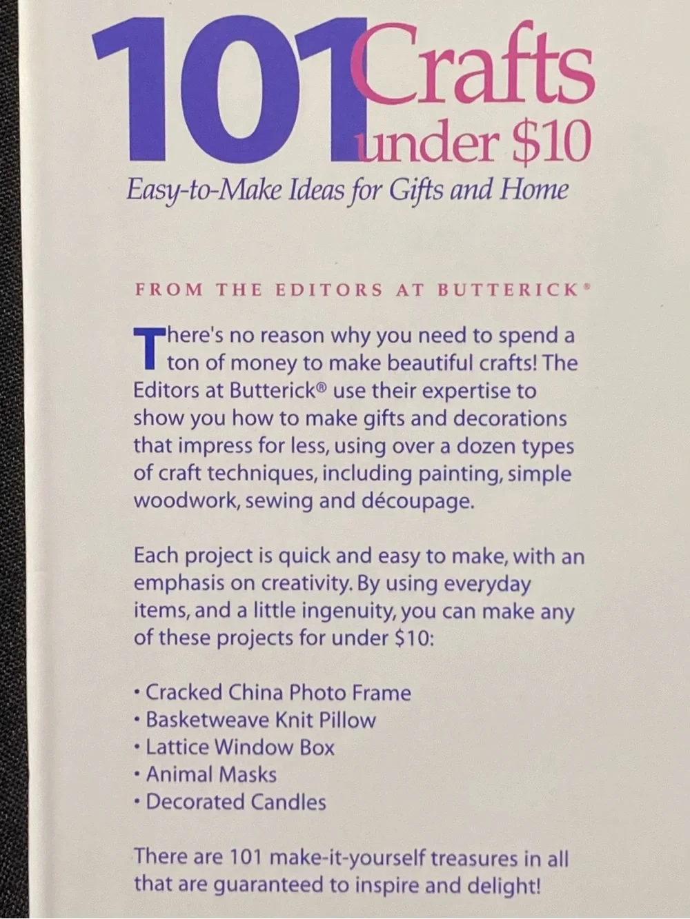 101 Crafts Under $10 Easy to Make Ideas for Gifts at Home Hardcover